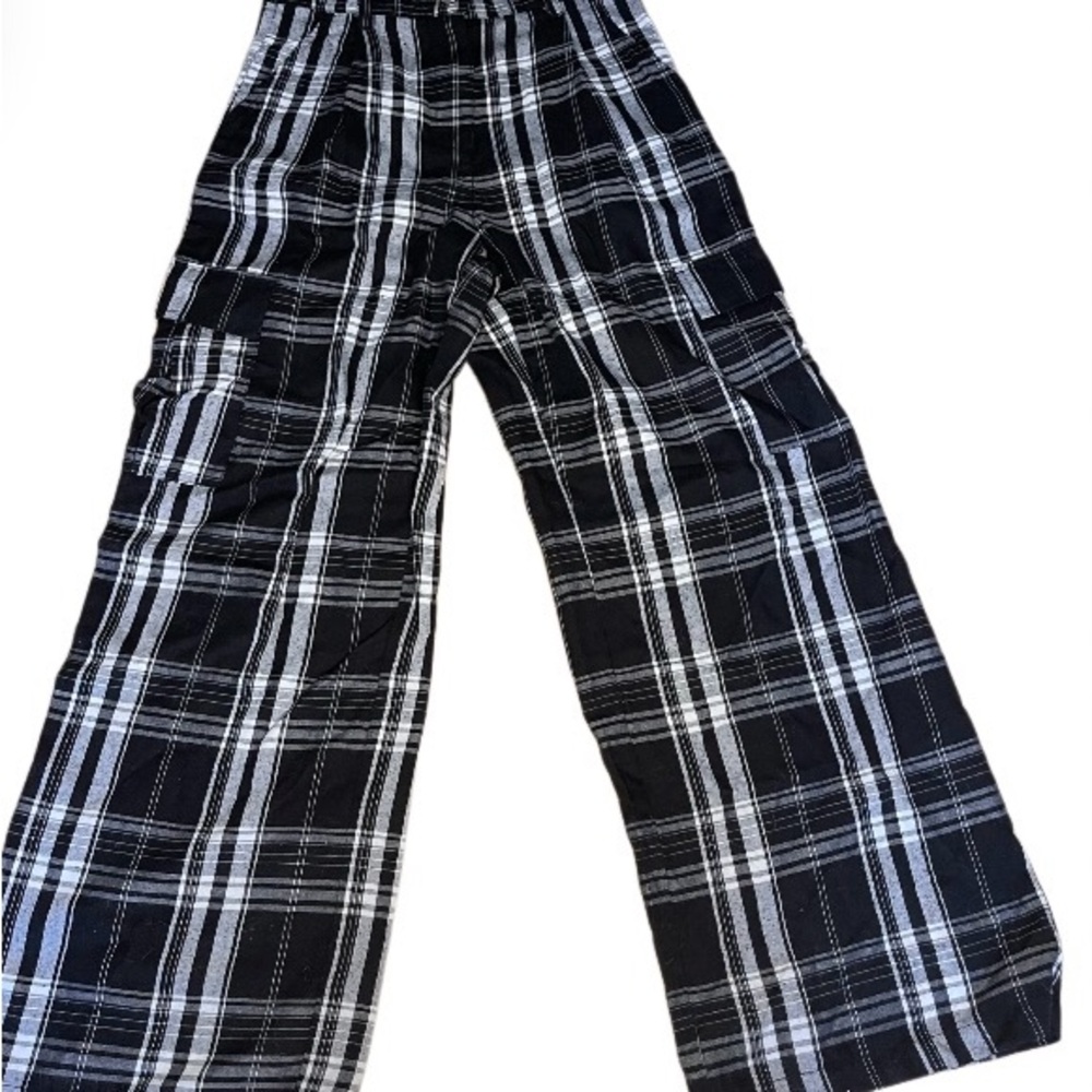 Kids Black and White Plaid  Pants